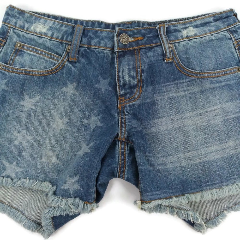 Roper Flag Cut Off Denim Blue Jean Shorts